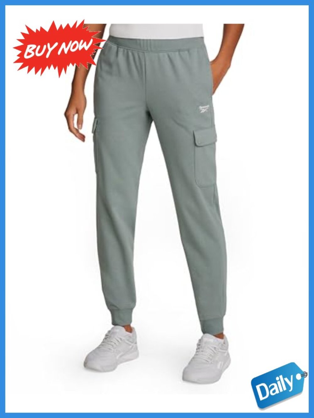 Reebok Cargo Joggers Cotton Poly French Terry 29 Inseam Sweatpants